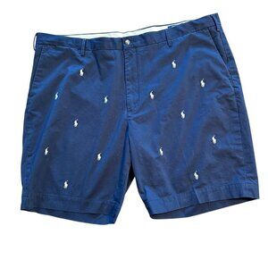 Polo Ralph Lauren Mens Navy Classic Fit Embroidered All Over Pony Shorts Size 46